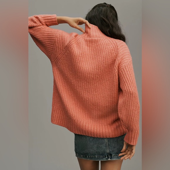 NWOT ANTHROPOLOGIE MAEVE The Dakotah Oversized Turtleneck Sweater In Pink Size M - Picture 4 of 11